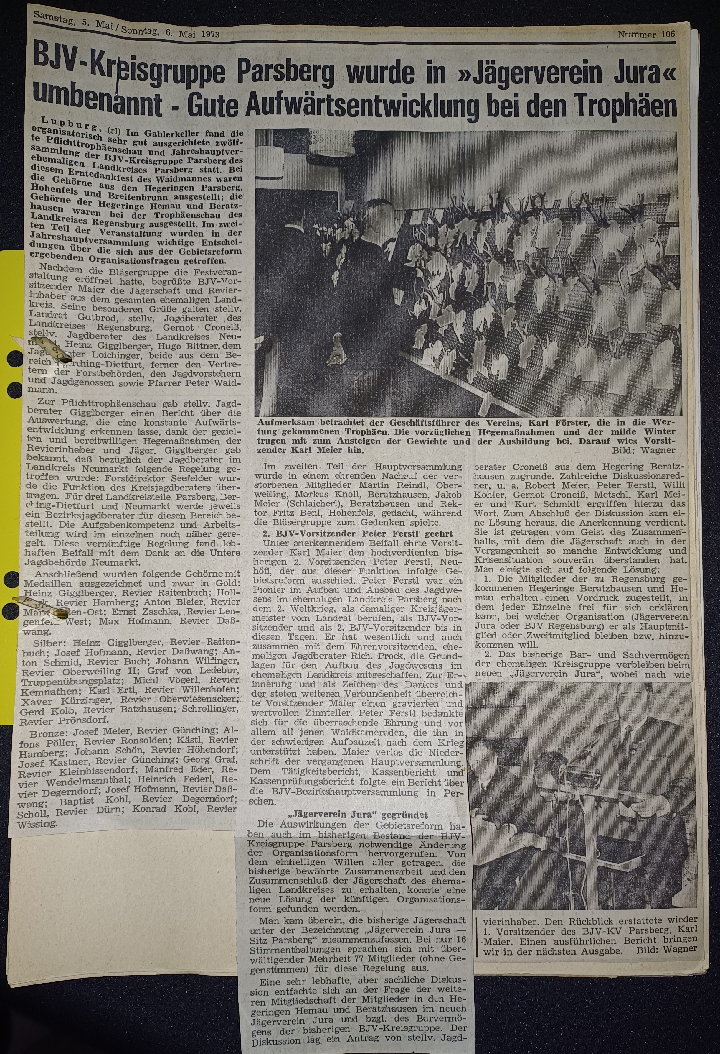 Mai 1973 - neuer Name für den Verein Image